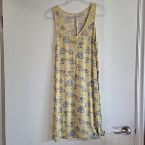 LITTLE SLEEPIES Yellow Elephant Snuggles Womens Nightgown Medium